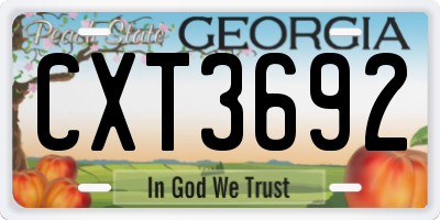 GA license plate CXT3692
