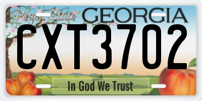 GA license plate CXT3702