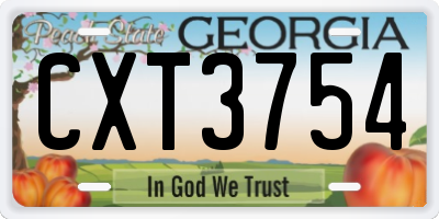 GA license plate CXT3754