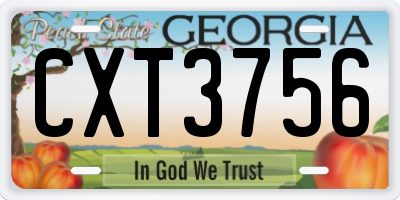 GA license plate CXT3756
