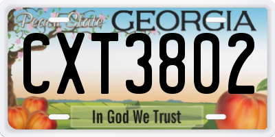 GA license plate CXT3802
