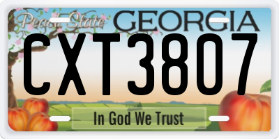 GA license plate CXT3807