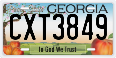 GA license plate CXT3849