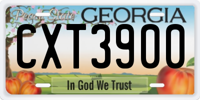 GA license plate CXT3900
