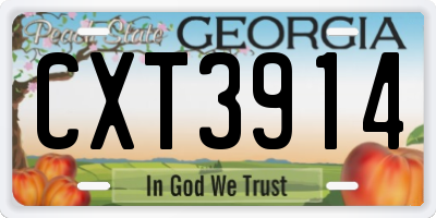 GA license plate CXT3914