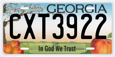 GA license plate CXT3922