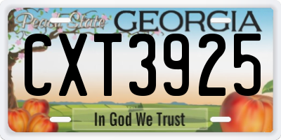 GA license plate CXT3925