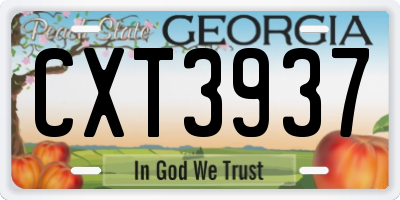 GA license plate CXT3937