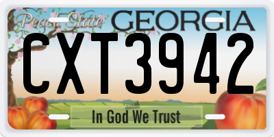 GA license plate CXT3942