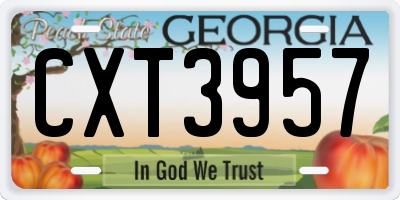 GA license plate CXT3957
