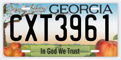 GA license plate CXT3961