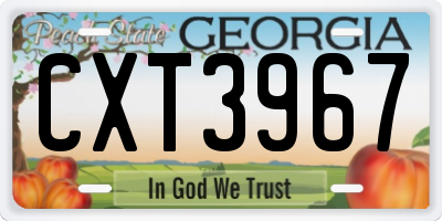 GA license plate CXT3967