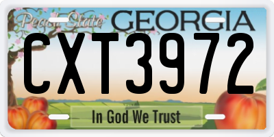 GA license plate CXT3972