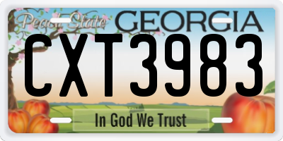 GA license plate CXT3983