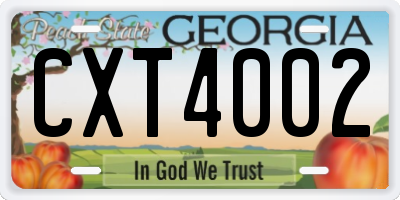 GA license plate CXT4002