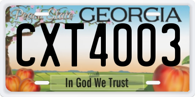 GA license plate CXT4003