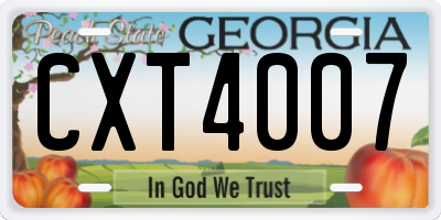 GA license plate CXT4007