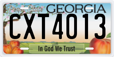 GA license plate CXT4013