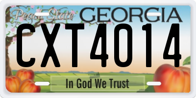 GA license plate CXT4014