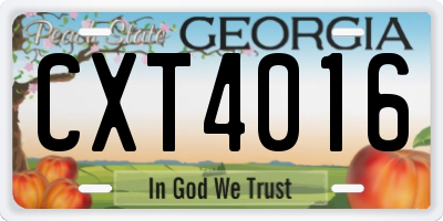 GA license plate CXT4016