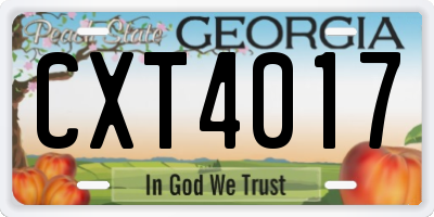 GA license plate CXT4017
