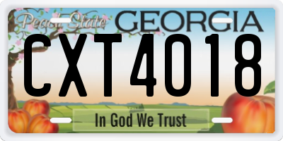GA license plate CXT4018