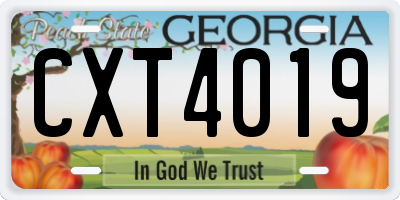 GA license plate CXT4019