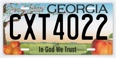 GA license plate CXT4022