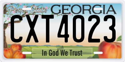 GA license plate CXT4023