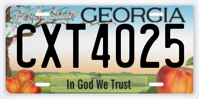 GA license plate CXT4025