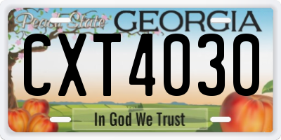 GA license plate CXT4030