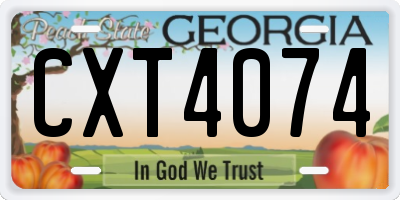 GA license plate CXT4074