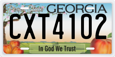 GA license plate CXT4102