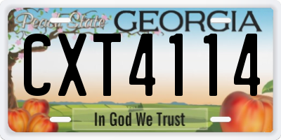 GA license plate CXT4114