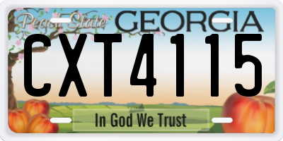 GA license plate CXT4115
