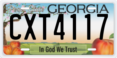 GA license plate CXT4117