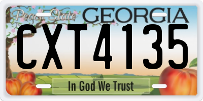 GA license plate CXT4135