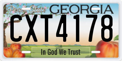 GA license plate CXT4178