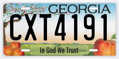 GA license plate CXT4191