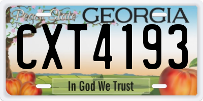 GA license plate CXT4193