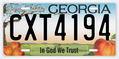 GA license plate CXT4194