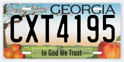 GA license plate CXT4195