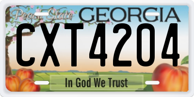 GA license plate CXT4204