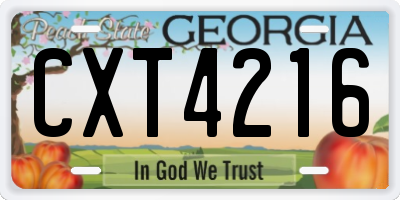 GA license plate CXT4216