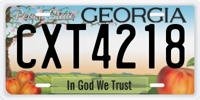 GA license plate CXT4218