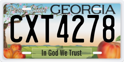 GA license plate CXT4278