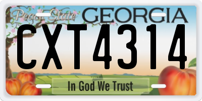 GA license plate CXT4314