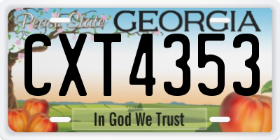 GA license plate CXT4353