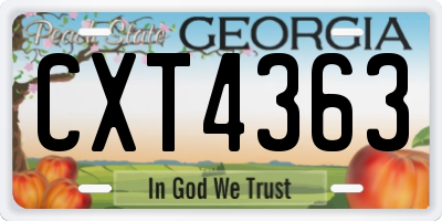GA license plate CXT4363