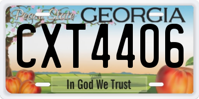 GA license plate CXT4406